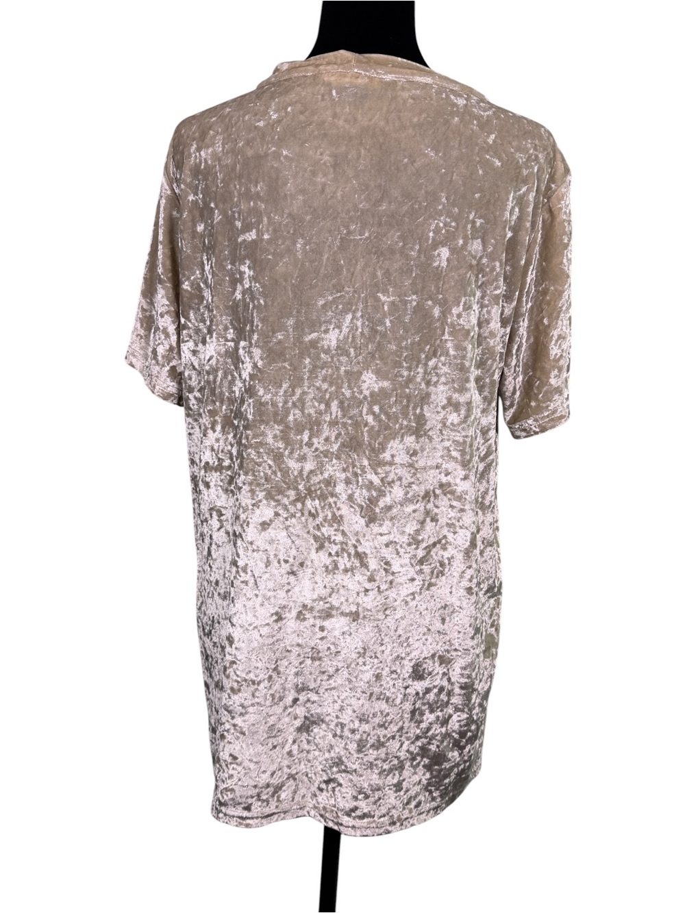 Entro L Champagne Crushed Velvet Lace Up Top Boho Y2K - Picture 7 of 10